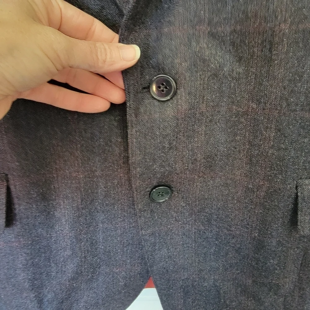 Westmount Club International 100% Wool 2 Button Blazer Jacket Gray Red Size 44R